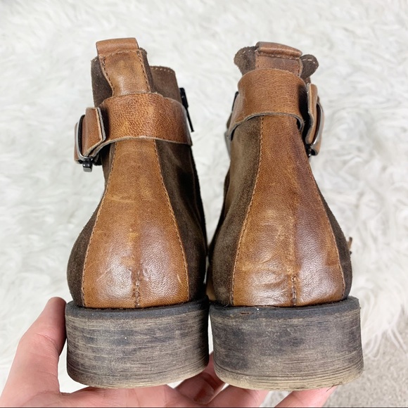 BOUTIQUE 9 Boho Brown Leather Suede Ankle Boots Strap Zip Up Round Toe Size 9 - Picture 8 of 10
